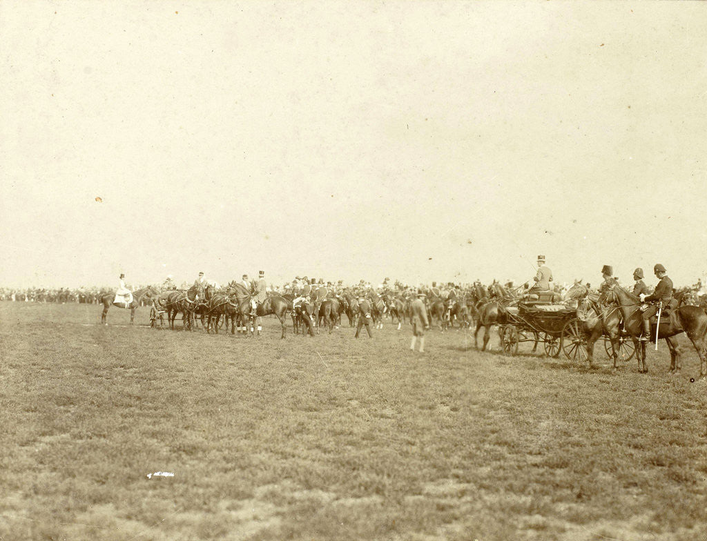 Detail of Renkumer heath, army racing at inauguration celebrations Queen Wilhelmina, Renkum by Anonymous
