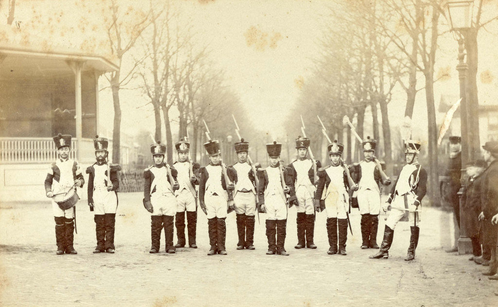 Detail of costumed soldiers independence celebrations by Anonymous