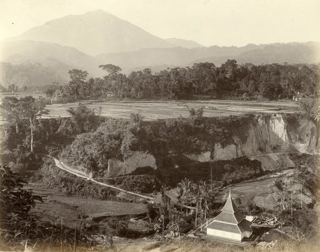 Detail of Panorama of a mountain landscape with rice fields in the Dutch East Indies by Anonymous