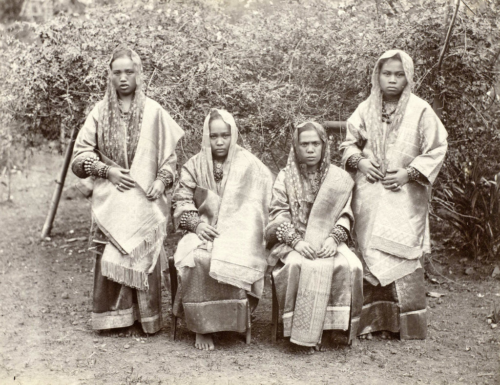 Detail of Group portrait of four Minangkabau women in rich costume from the Padang Countries, Indonesia by Christiaan Benjamin Nieuwenhuis