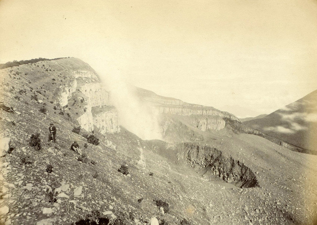 Detail of Europeans on a mountainside or volcano in the Dutch East Indies by Anonymous