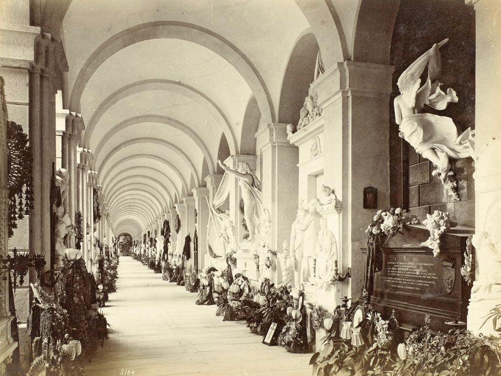 Detail of Interior of a gallery in the cemetery of Staglieno in Genoa by Alfredo Noack