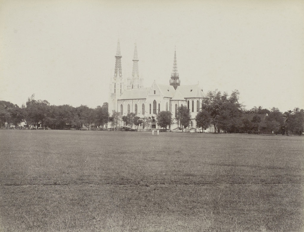 Detail of Roman Catholic Church on the Waterlooplein in Weltevreden with lawn sure by Anonymous