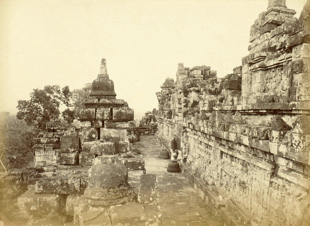 Detail of Indian man on a relationship of Borobudur in Java, Indonesia by Anonymous