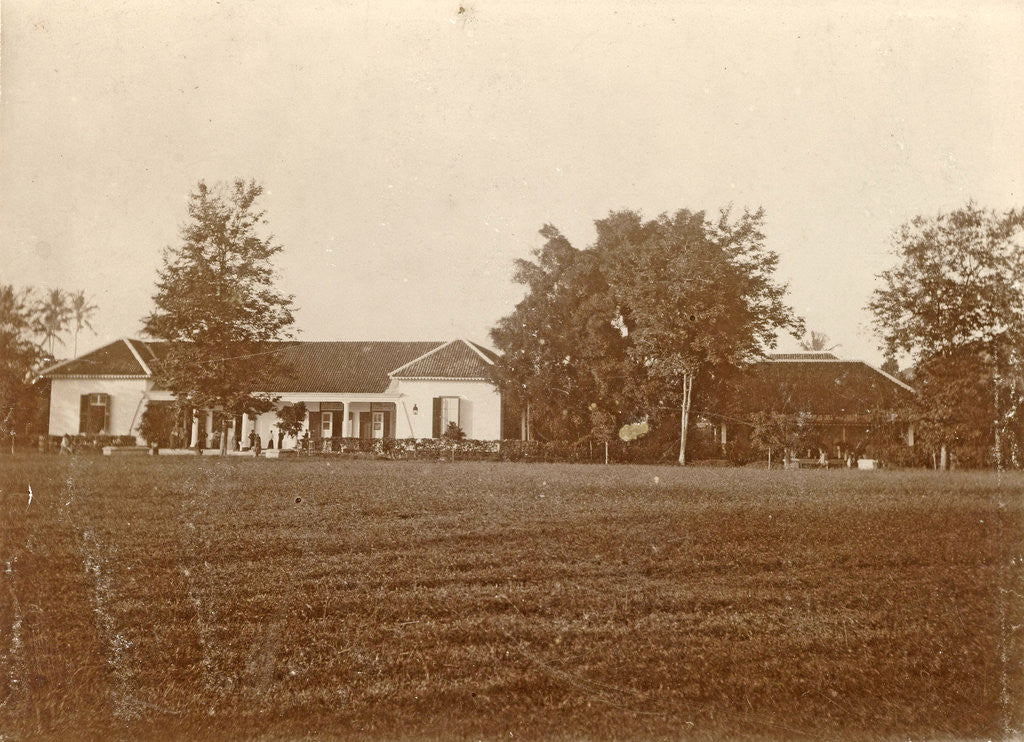 Detail of Villa with a lawn before in the Dutch East Indies by Anonymous