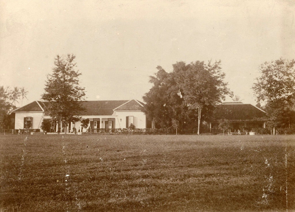 Detail of Villa with a lawn in the Dutch East Indies, Indonesia by Anonymous
