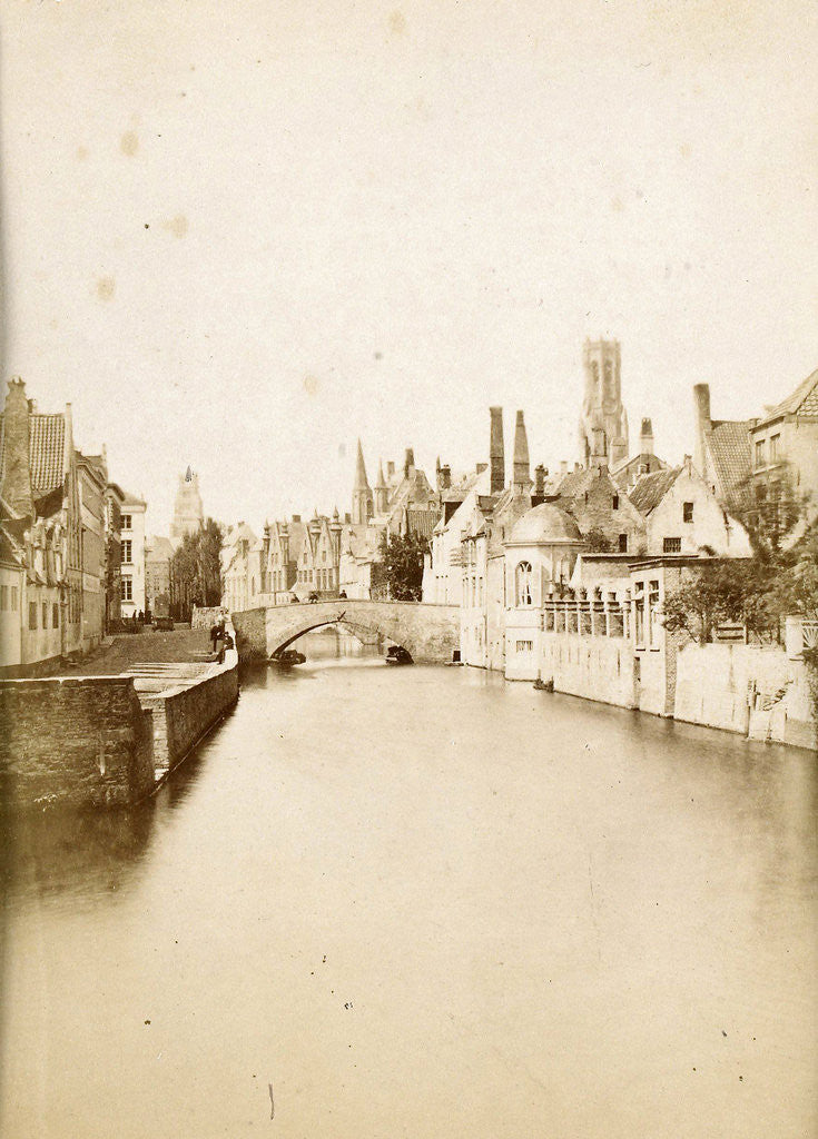 Detail of Houses along the water at the Groenerei and Steenhouwersdijk in Bruges Belgium by Victor Daveluy