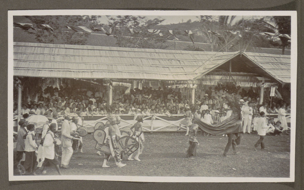 Detail of Parade with participants who depict riders for a stand by Anonymous