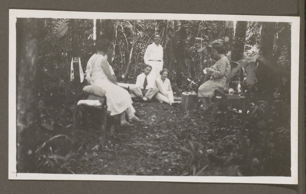Detail of Group of men and women in a forest by Anonymous