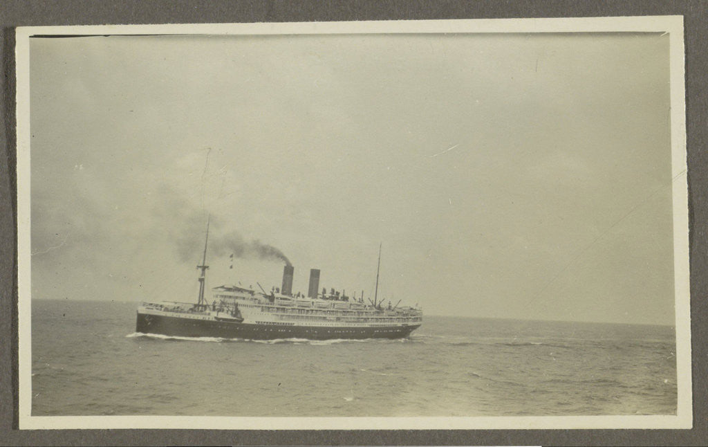 Detail of Passenger with a smoking chimney at sea by Anonymous