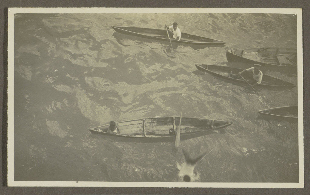 Detail of Boys in wooden boats by Anonymous