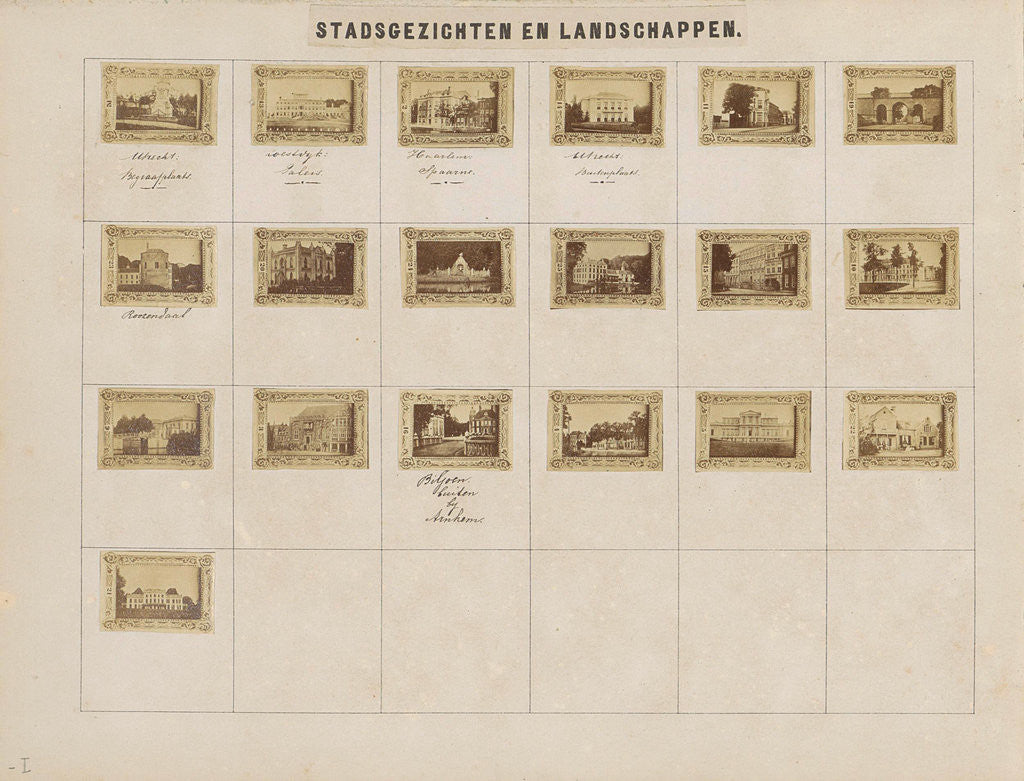 Detail of Album Leaf with names and images of buildings in cities by Anonymous