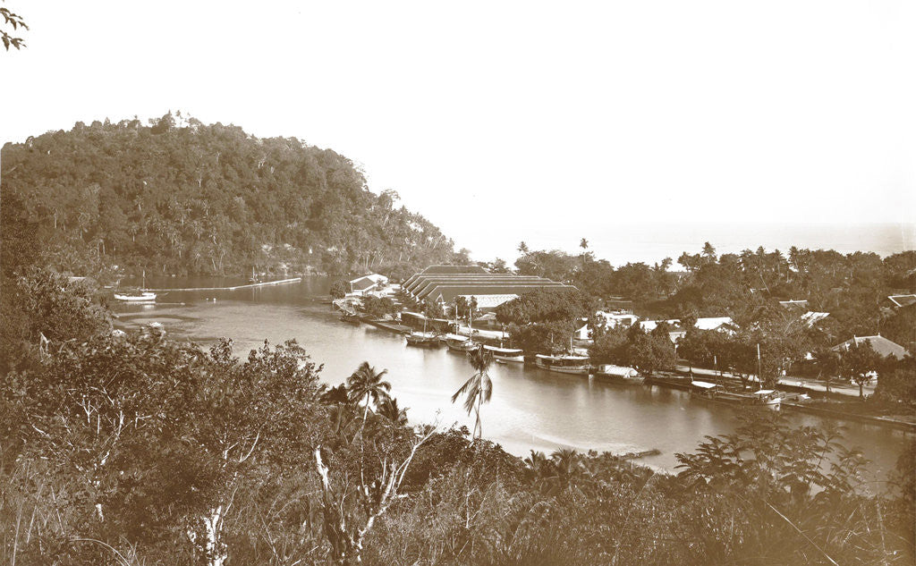 Detail of Sumatra, boats and crops along Handelskade Padang, Indonesia by Christiaan Benjamin Nieuwenhuis