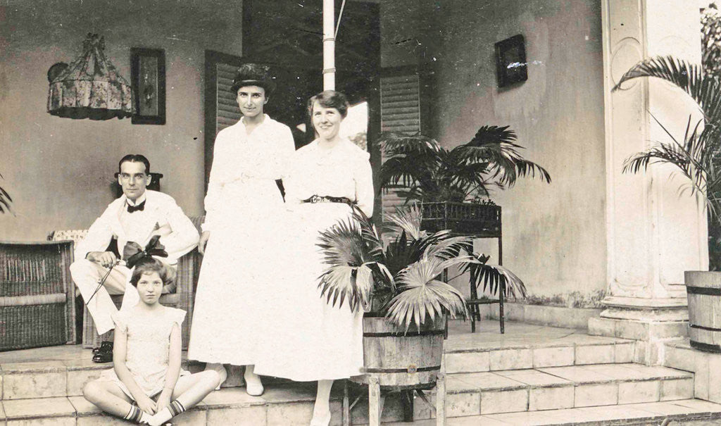 Detail of Batavia, group portrait on front porch, Jakarta Indonesia by Anonymous