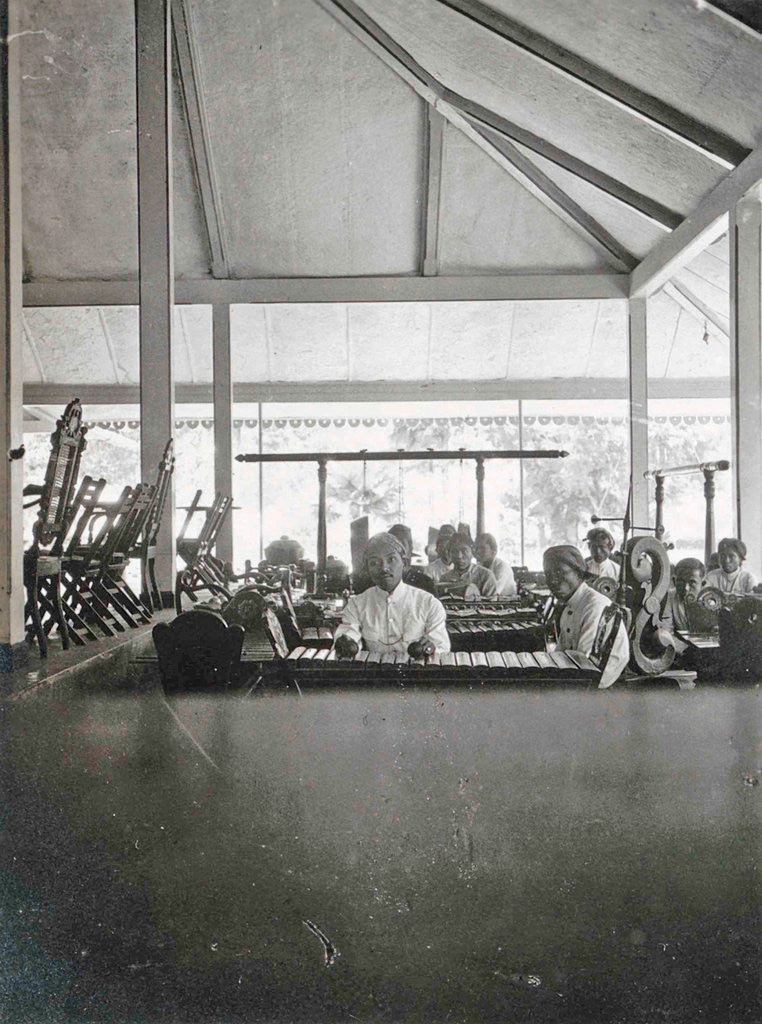 Detail of Java, Indonesia, gamelan orchestra at the Regent of Wonosobo, visite by Anonymous
