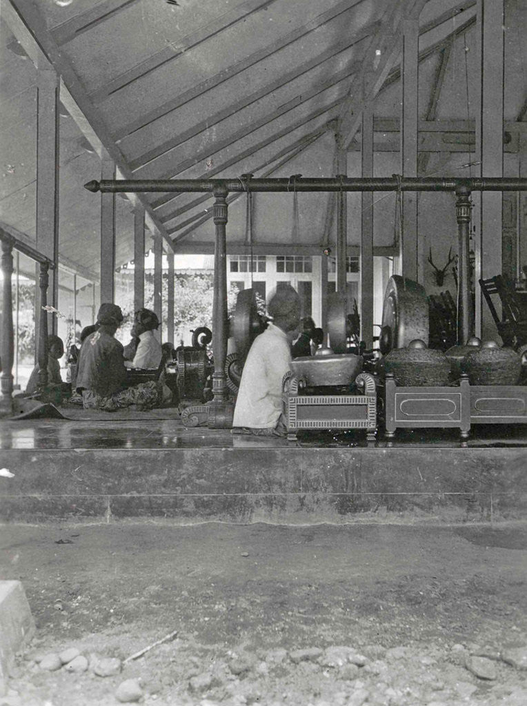 Detail of Java, Indonesia, gamelan orchestra at the Regent of Wonosobo, visite by Anonymous