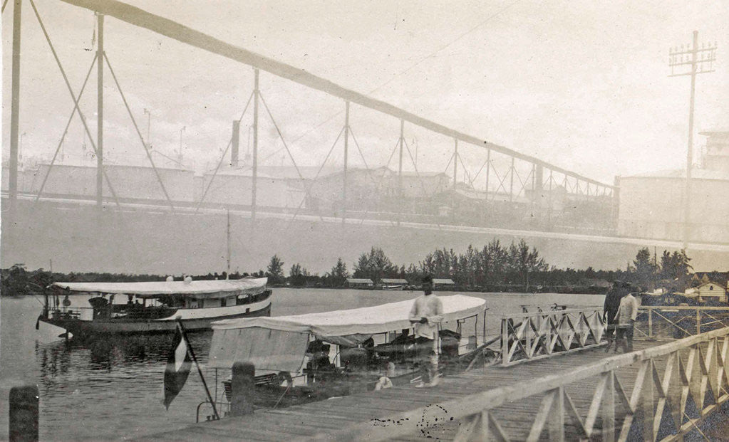 Detail of Sumatra, Pangkalang-Brandan with river and boats, Indonesia by Anonymous