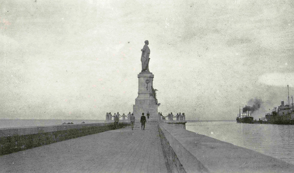 Detail of Port Said, Suez Canal pier with statue Ferd. de Lesseps, Egypt by Anonymous