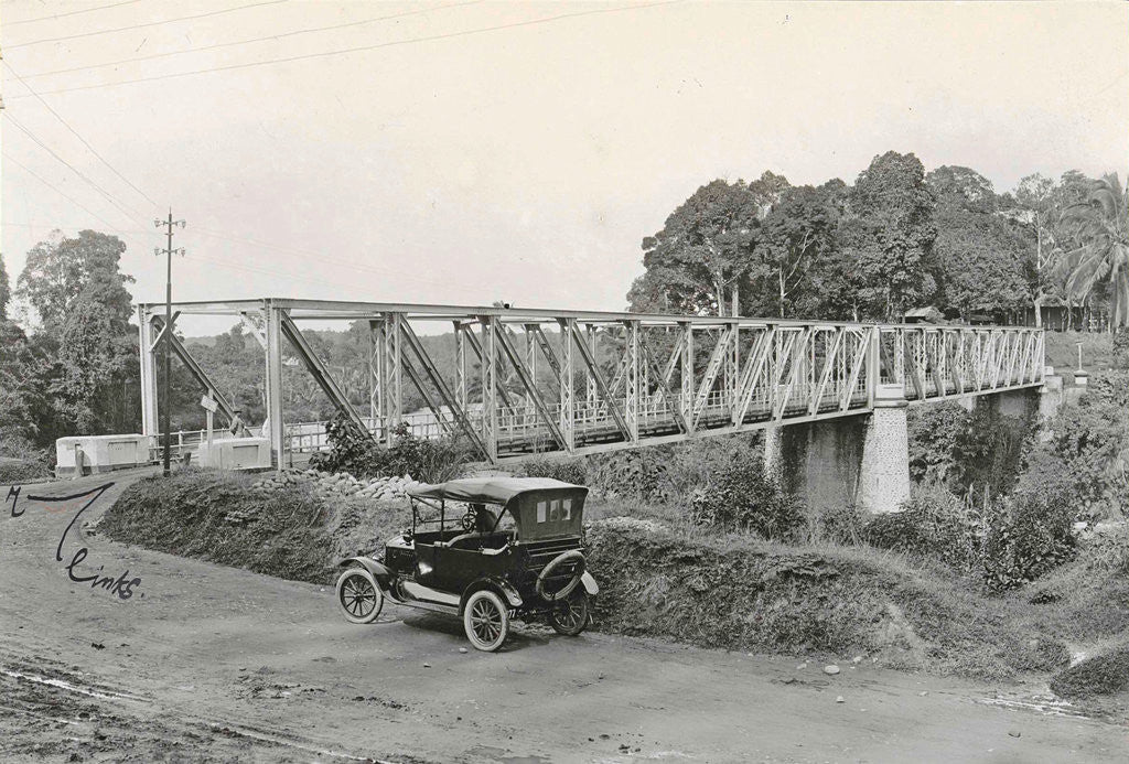 Detail of Dutch East Indies, indonesia, bridge over Batang Toro car by Anonymous