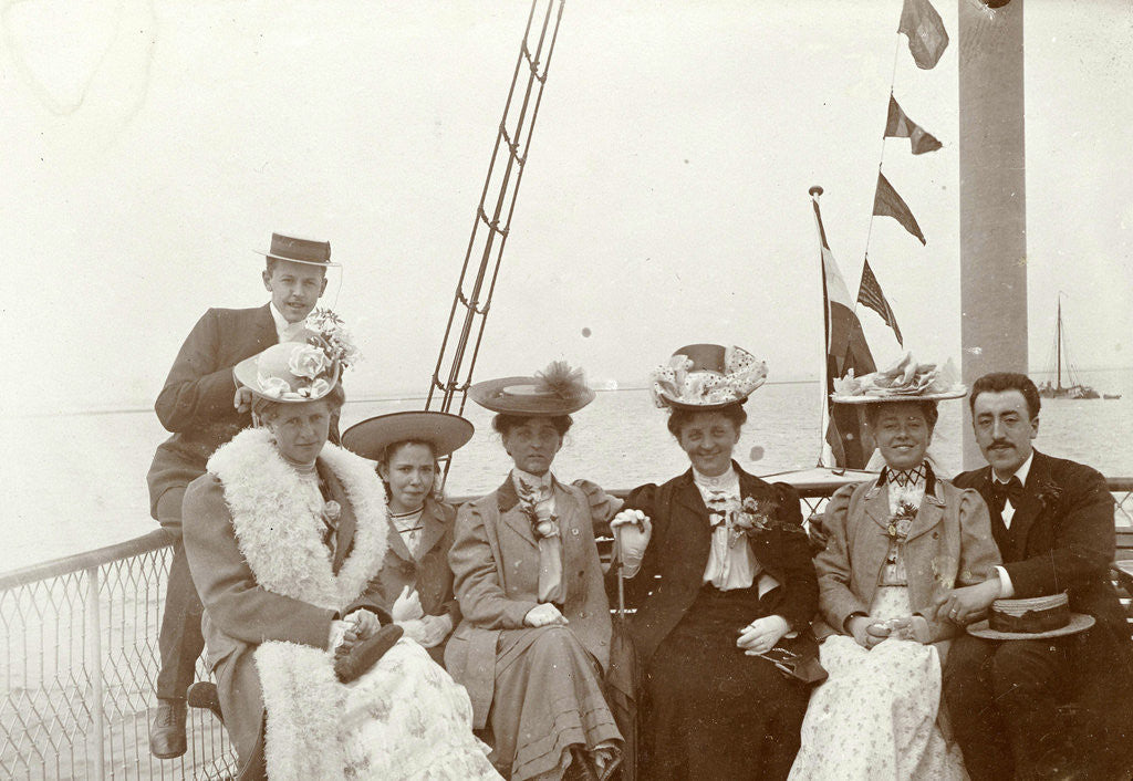 Detail of Netherlands, group portrait aboard boat to Hoorn on the Zuider Zee by Christiaan Otto Roelofs