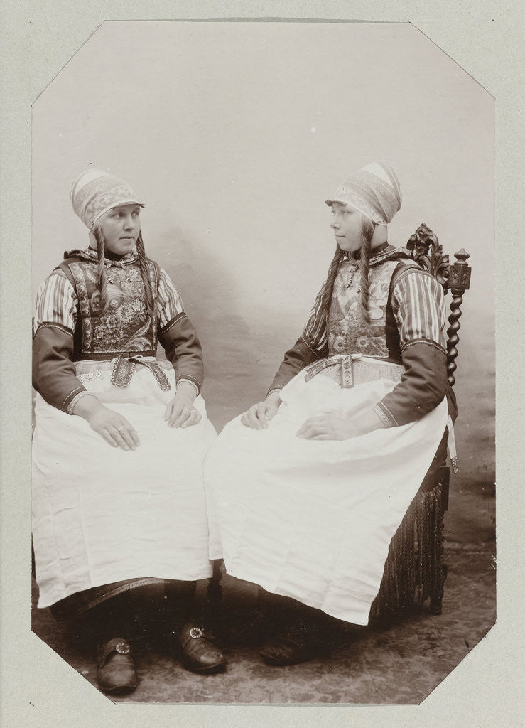 Detail of Marken, portrait of two girls in costume in studio by Anonymous