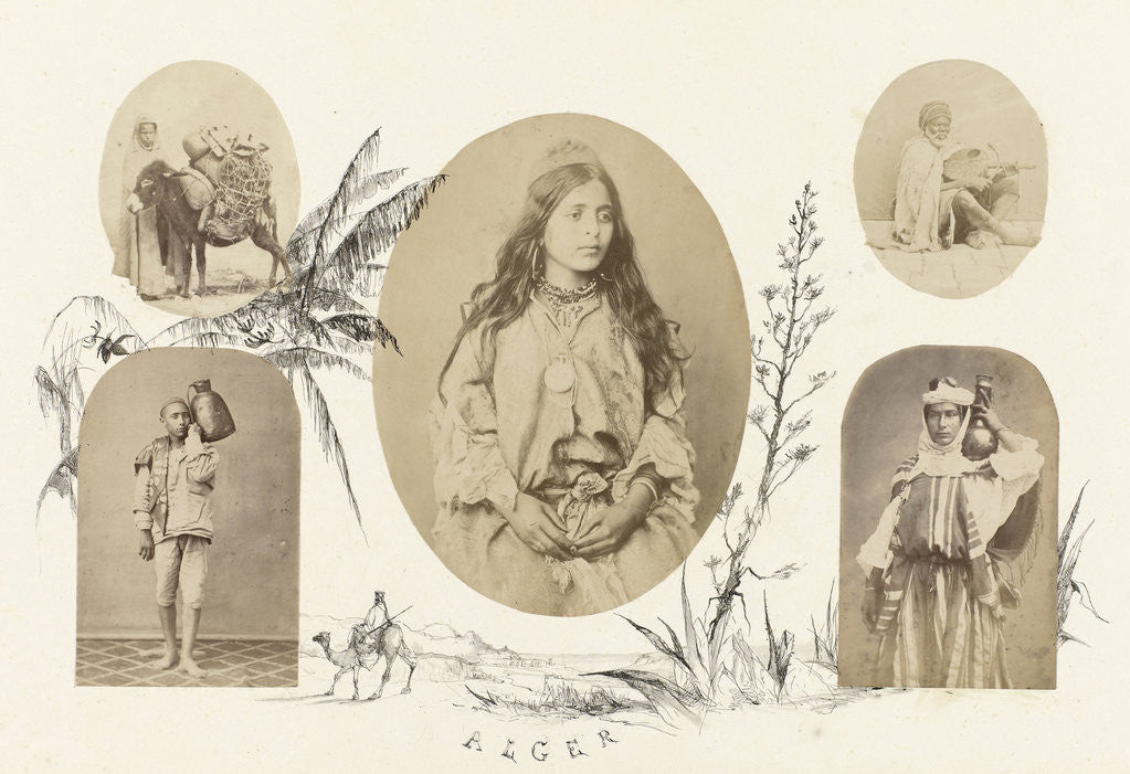 Detail of Algiers, genre portrait of seated old man with stringed instrument by Anonymous