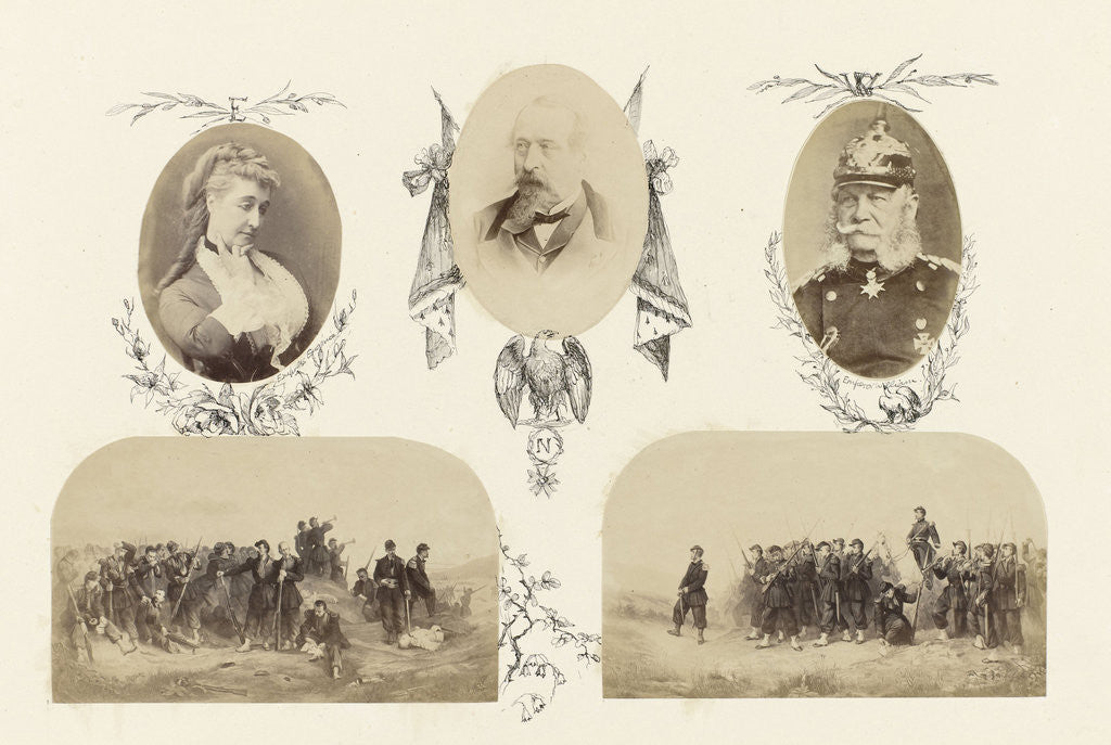 Detail of Portrait of Empress Eugenie bordered by drawing flora and E monogram by Anonymous