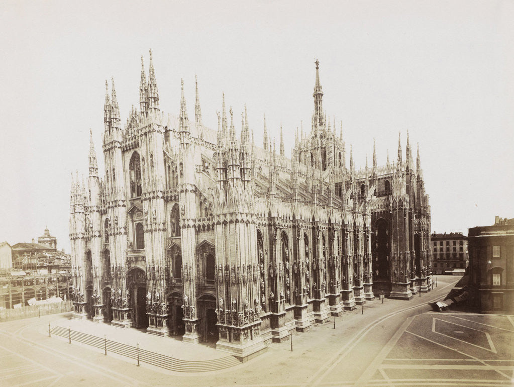 Detail of Exterior of the Cathedral of Milan, side and front, Italy by Anonymous