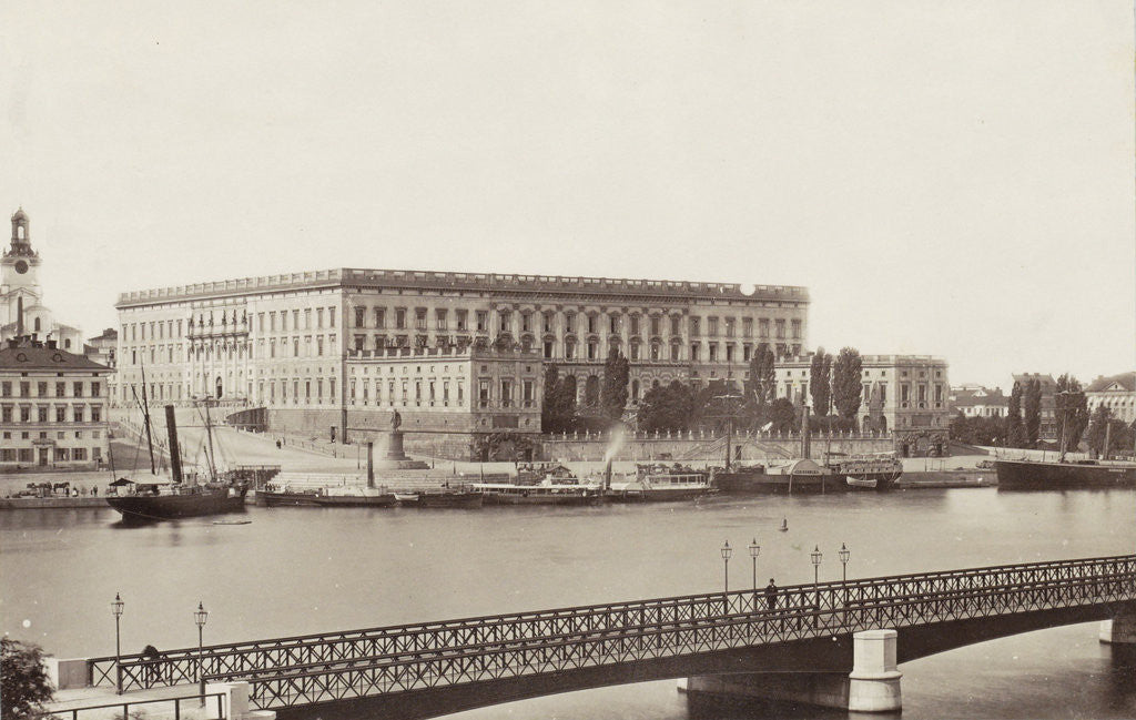 Detail of Exterior of the Royal Palace in Stockholm, in the foreground a bridge, Sweden by Anonymous