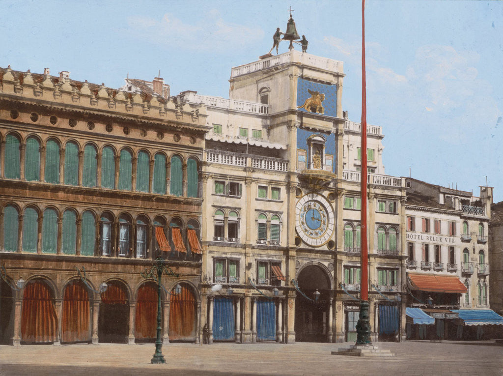 Detail of Clock Tower, Torre dell'Orologio and adjacent buildings in Venice Italy by Anonymous