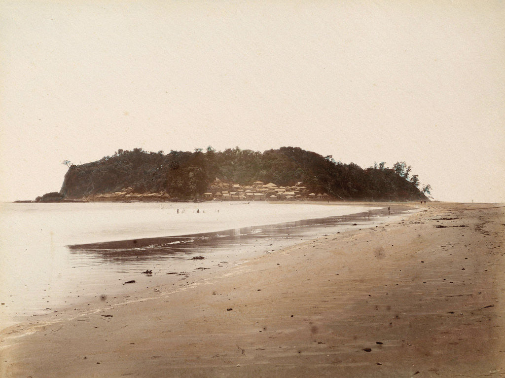 Detail of View of the coast of the island of Enoshima, Japan by Anonymous