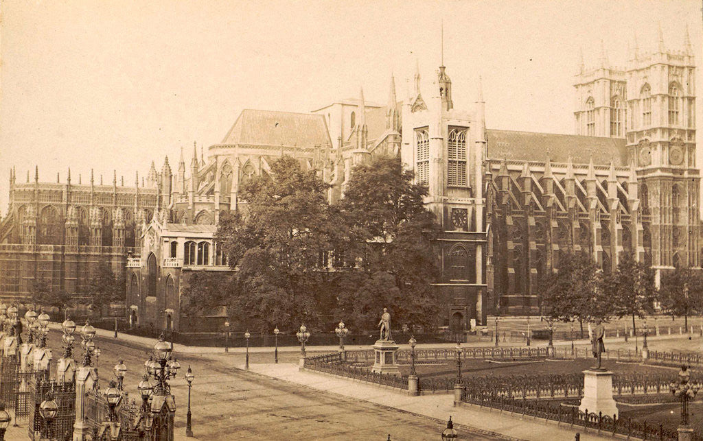 Detail of Exterior of Westminster Abbey and St. Margaret's Church in London UK by F.G.O. Stuart