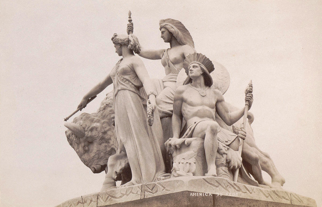 Detail of Group at the foot of the Albert Memorial in London: America by F.G.O. Stuart