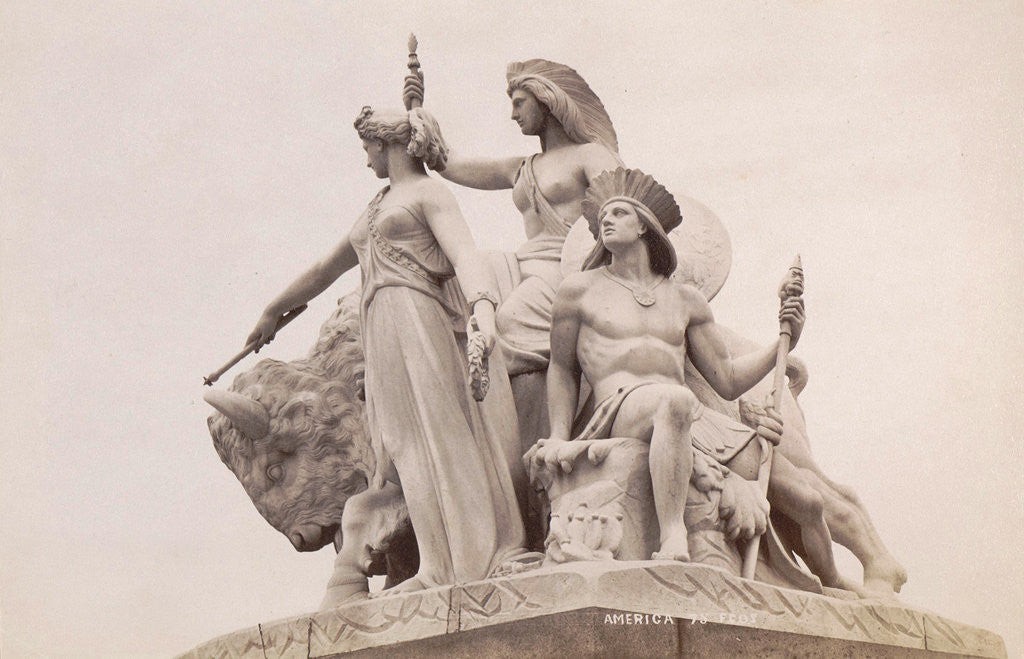 Detail of Group at the foot of the Albert Memorial in London: America by F.G.O. Stuart