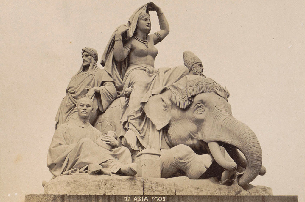 Detail of Picture Group at the foot of the Albert Memorial in London UK: Asia by F.G.O. Stuart