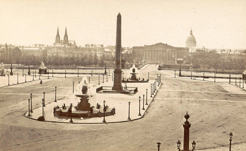 Detail of Place de la Concorde in Paris, France, in the middle an Egyptian obelisk and fountains by Anonymous