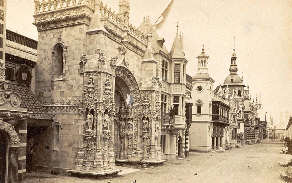 Detail of Pavilions on Rue des Nations at the World Exhibition in Paris, France in 1889 by Anonymous