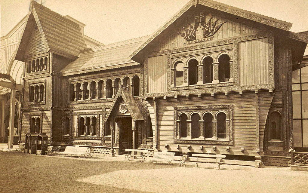 Detail of Swedish pavilion at the World Exhibition in Paris, France in 1889 by Anonymous