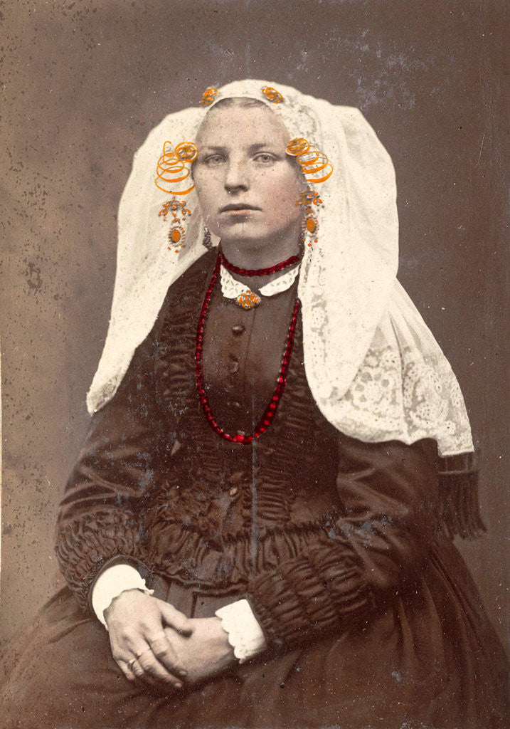 Detail of Portrait of a woman in costume of Beijerland by Andries Jager