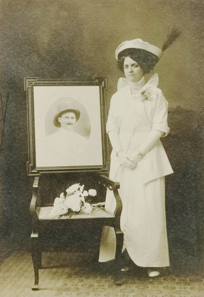 Detail of Wedding Portrait of Beth, a girl who married the glove with the man in the picture, which was already in the Dutch East Indies, indonesia by Jean Vaessen