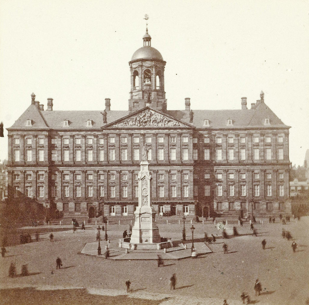 Detail of The Royal Palace in Amsterdam before national monument De Eendracht by Anonymous