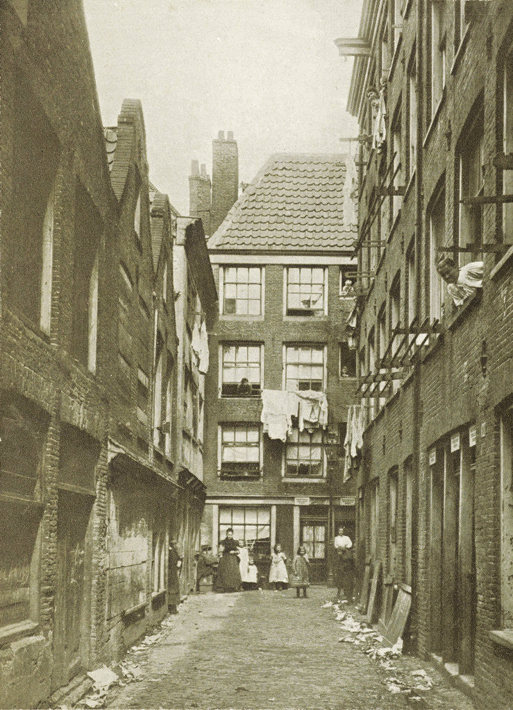 Detail of GVuile Weespad with dilapidated housing in Amsterdam by Anonymous