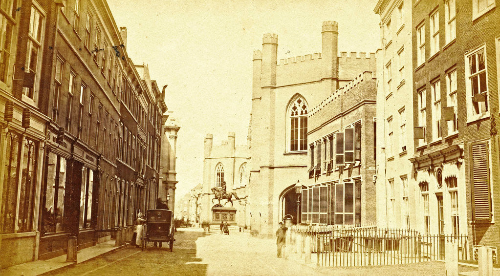Detail of View Noordeinde in The Hague with the statue of William the Silent by Anonymous