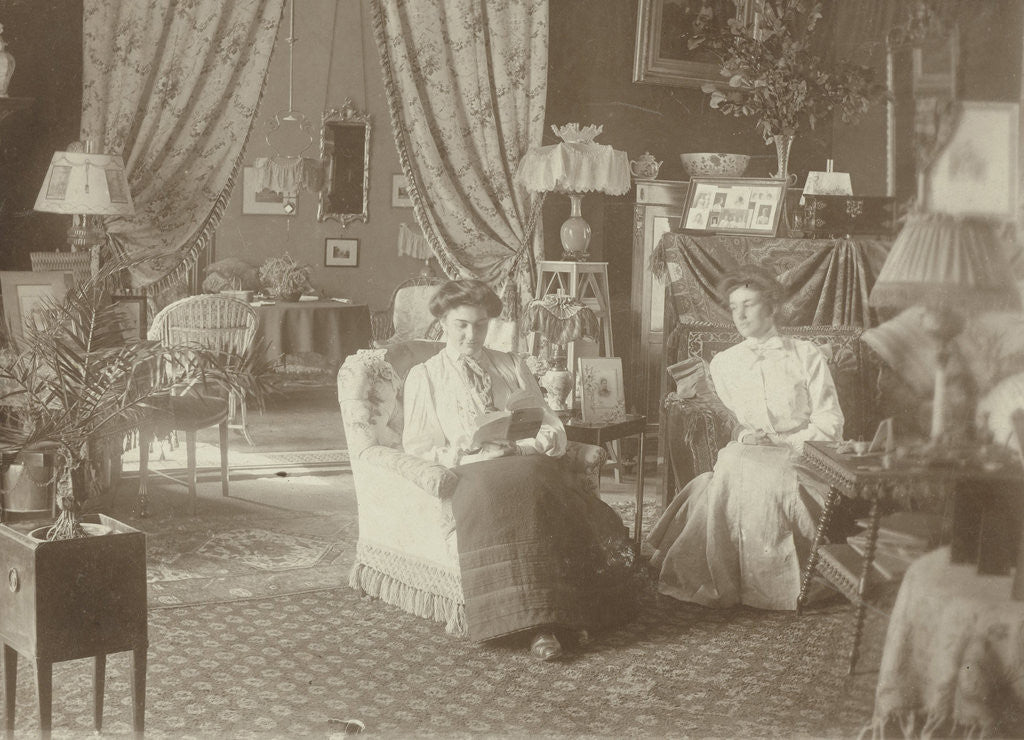 Detail of Portrait of two daughters of W.H. van Braam in his house in Arnhem by Anonymous