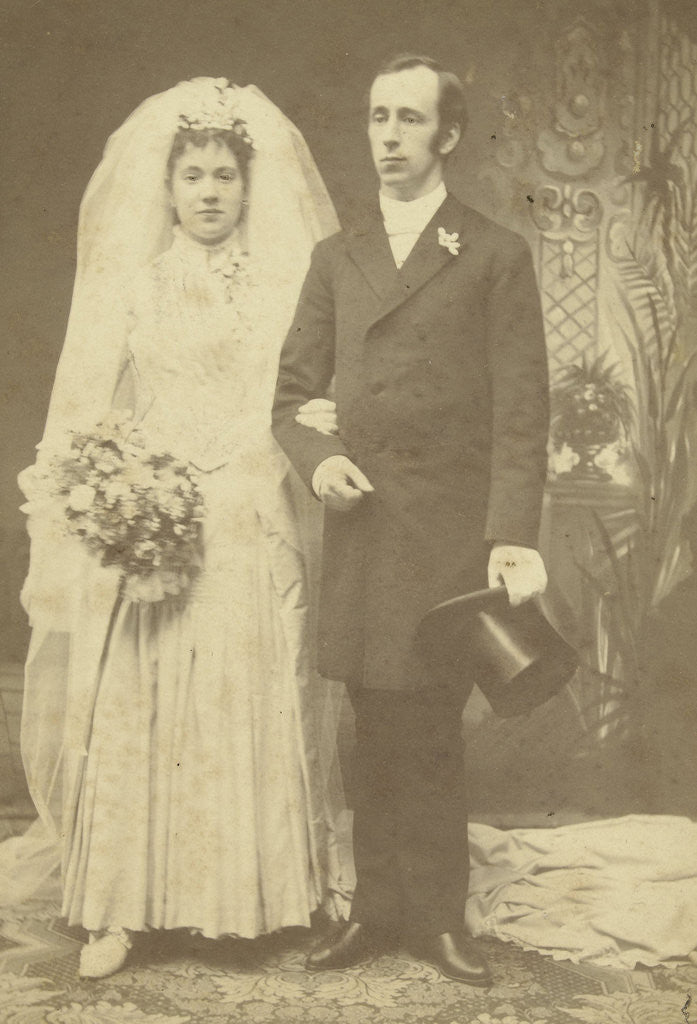 Detail of portrait of the newlyweds Carel Engelbert Julius Röntgen and ms. Klobbie by Jacobus van Koningsveld