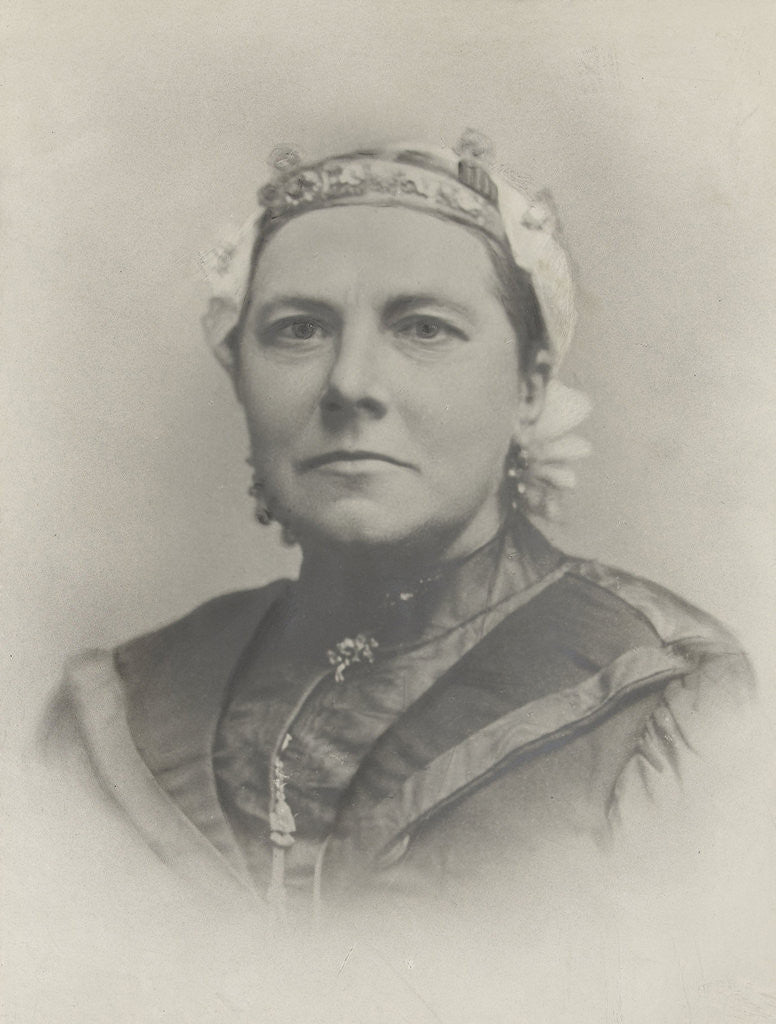 Detail of Portrait woman with costume cap by Anonymous