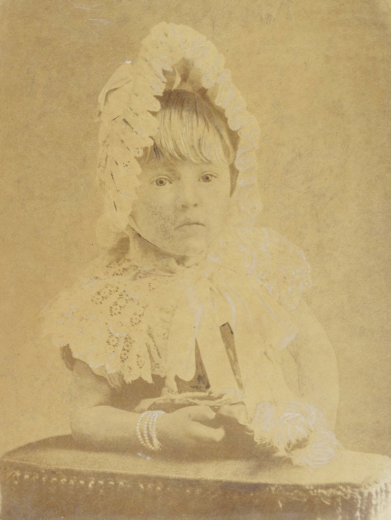 Detail of Studio Portrait of a toddler with doll and cap by Anonymous