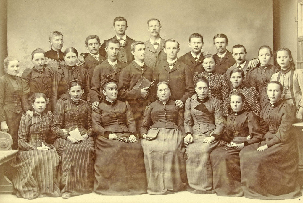 Detail of Studio Portrait of a family, taken for a background cloth by Anonymous
