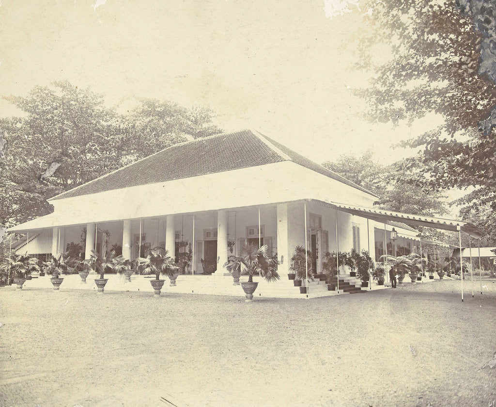 Detail of Villa with porch and palms in Indonesia by Anonymous