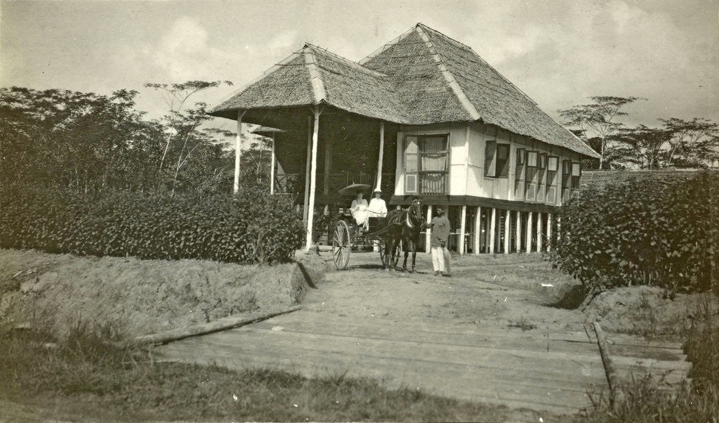 Detail of Married couple in a carriage for a home in the Dutch East Indies, indonesia by Anonymous